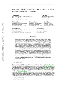 Witches' Brew: Industrial Scale Data Poisoning via Gradient Matching