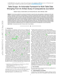 Table Scraps: An Actionable Framework for Multi-Table Data Wrangling
  From An Artifact Study of Computational Journalism
