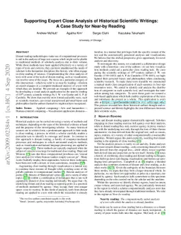 Supporting Expert Close Analysis of Historical Scientific Writings: A
  Case Study for Near-by Reading