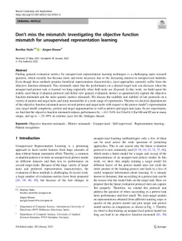 Don't miss the Mismatch: Investigating the Objective Function Mismatch
  for Unsupervised Representation Learning