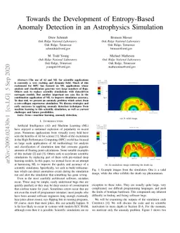 Towards the Development of Entropy-Based Anomaly Detection in an
  Astrophysics Simulation
