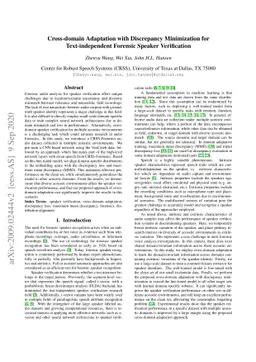 Cross-domain Adaptation with Discrepancy Minimization for
  Text-independent Forensic Speaker Verification