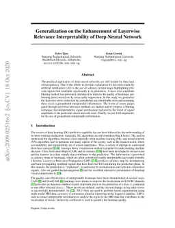 Generalization on the Enhancement of Layerwise Relevance
  Interpretability of Deep Neural Network