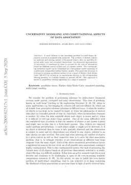 Uncertainty modelling and computational aspects of data association