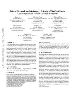 Friend Network as Gatekeeper: A Study of WeChat Users' Consumption of
  Friend-Curated Contents