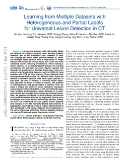 Learning from Multiple Datasets with Heterogeneous and Partial Labels
  for Universal Lesion Detection in CT