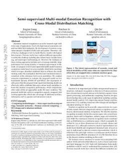 Semi-supervised Multi-modal Emotion Recognition with Cross-Modal
  Distribution Matching