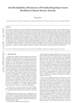 On Decidability of Existence of Nonblocking Supervisors Resilient to
  Smart Sensor Attacks