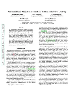 Automatic Dialect Adaptation in Finnish and its Effect on Perceived
  Creativity