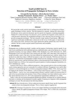 SemEval-2020 Task 11: Detection of Propaganda Techniques in News
  Articles