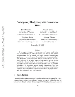 Participatory Budgeting with Cumulative Votes