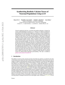 Synthesising Realistic Calcium Traces of Neuronal Populations Using GAN