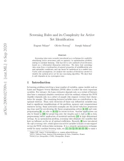 Screening Rules and its Complexity for Active Set Identification