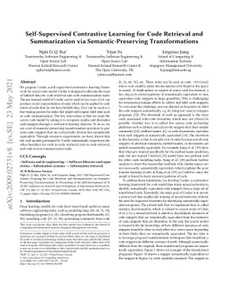 Self-Supervised Contrastive Learning for Code Retrieval and
  Summarization via Semantic-Preserving Transformations