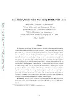 Matched Queues with Matching Batch Pair (m, n)