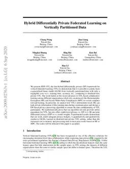 Hybrid Differentially Private Federated Learning on Vertically
  Partitioned Data