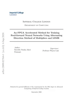 An FPGA Accelerated Method for Training Feed-forward Neural Networks
  Using Alternating Direction Method of Multipliers and LSMR