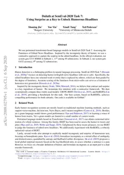 Duluth at SemEval-2020 Task 7: Using Surprise as a Key to Unlock
  Humorous Headlines