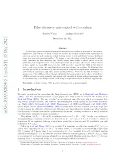False discovery rate control with e-values