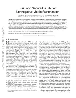 Fast and Secure Distributed Nonnegative Matrix Factorization
