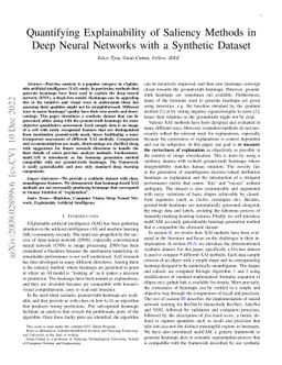 Quantifying Explainability of Saliency Methods in Deep Neural Networks
  with a Synthetic Dataset