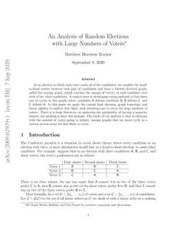 An Analysis of Random Elections with Large Numbers of Voters