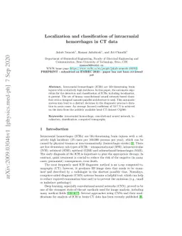 Localization and classification of intracranialhemorrhages in CT data