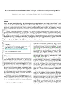 Asynchronous Runtime with Distributed Manager for Task-based Programming
  Models