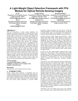 A Light-Weight Object Detection Framework with FPA Module for Optical
  Remote Sensing Imagery