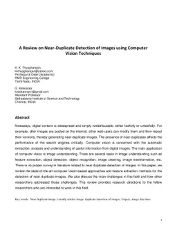 A Review on Near Duplicate Detection of Images using Computer Vision
  Techniques