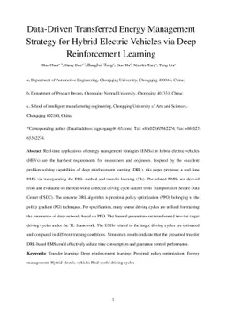 Data-Driven Transferred Energy Management Strategy for Hybrid Electric
  Vehicles via Deep Reinforcement Learning