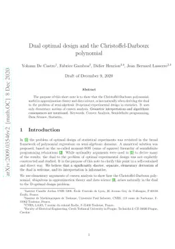 Dual optimal design and the Christoffel-Darboux polynomial