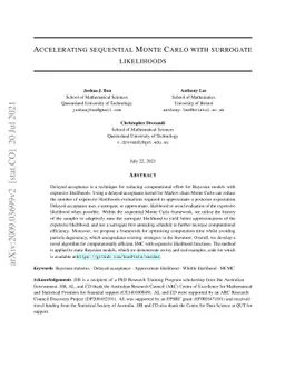 Accelerating sequential Monte Carlo with surrogate likelihoods
