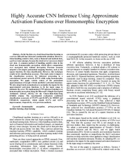 Highly Accurate CNN Inference Using Approximate Activation Functions
  over Homomorphic Encryption
