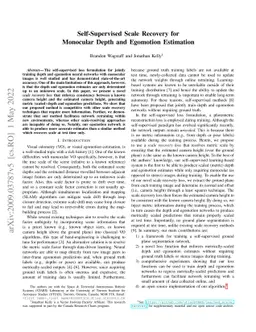 Self-Supervised Scale Recovery for Monocular Depth and Egomotion
  Estimation