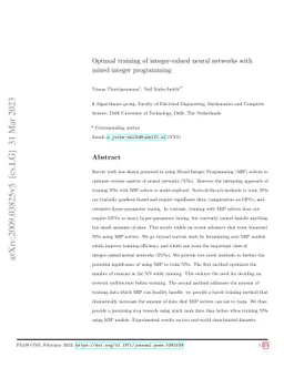 Optimal training of integer-valued neural networks with mixed integer
  programming