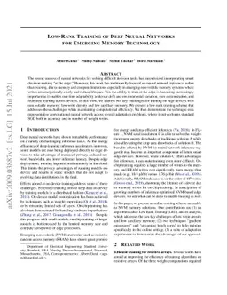 Low-Rank Training of Deep Neural Networks for Emerging Memory Technology