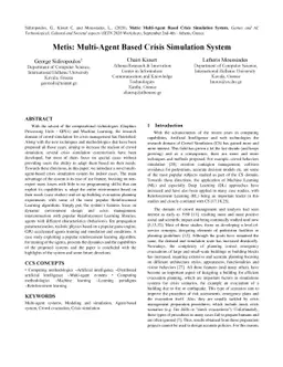 Metis: Multi-Agent Based Crisis Simulation System