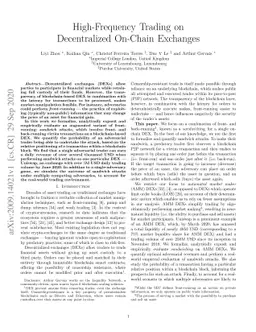 High-Frequency Trading on Decentralized On-Chain Exchanges
