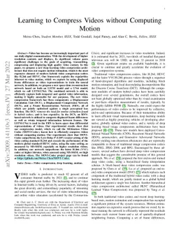Learning to Compress Videos without Computing Motion