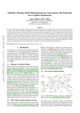 Ethically Collecting Multi-Modal Spontaneous Conversations with People
  that have Cognitive Impairments