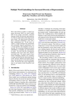 Multiple Word Embeddings for Increased Diversity of Representation