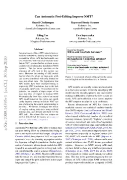 Can Automatic Post-Editing Improve NMT?