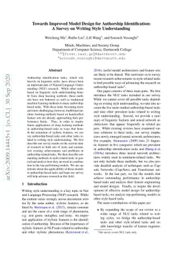 Towards Improved Model Design for Authorship Identification: A Survey on
  Writing Style Understanding