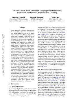 Towards a Multi-modal, Multi-task Learning based Pre-training Framework
  for Document Representation Learning