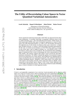 The Utility of Decorrelating Colour Spaces in Vector Quantised
  Variational Autoencoders