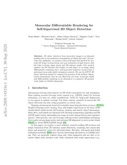 Monocular Differentiable Rendering for Self-Supervised 3D Object
  Detection