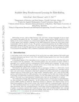 Scalable Deep Reinforcement Learning for Ride-Hailing