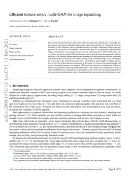 Efficient texture-aware multi-GAN for image inpainting
