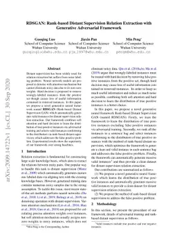 RDSGAN: Rank-based Distant Supervision Relation Extraction with
  Generative Adversarial Framework